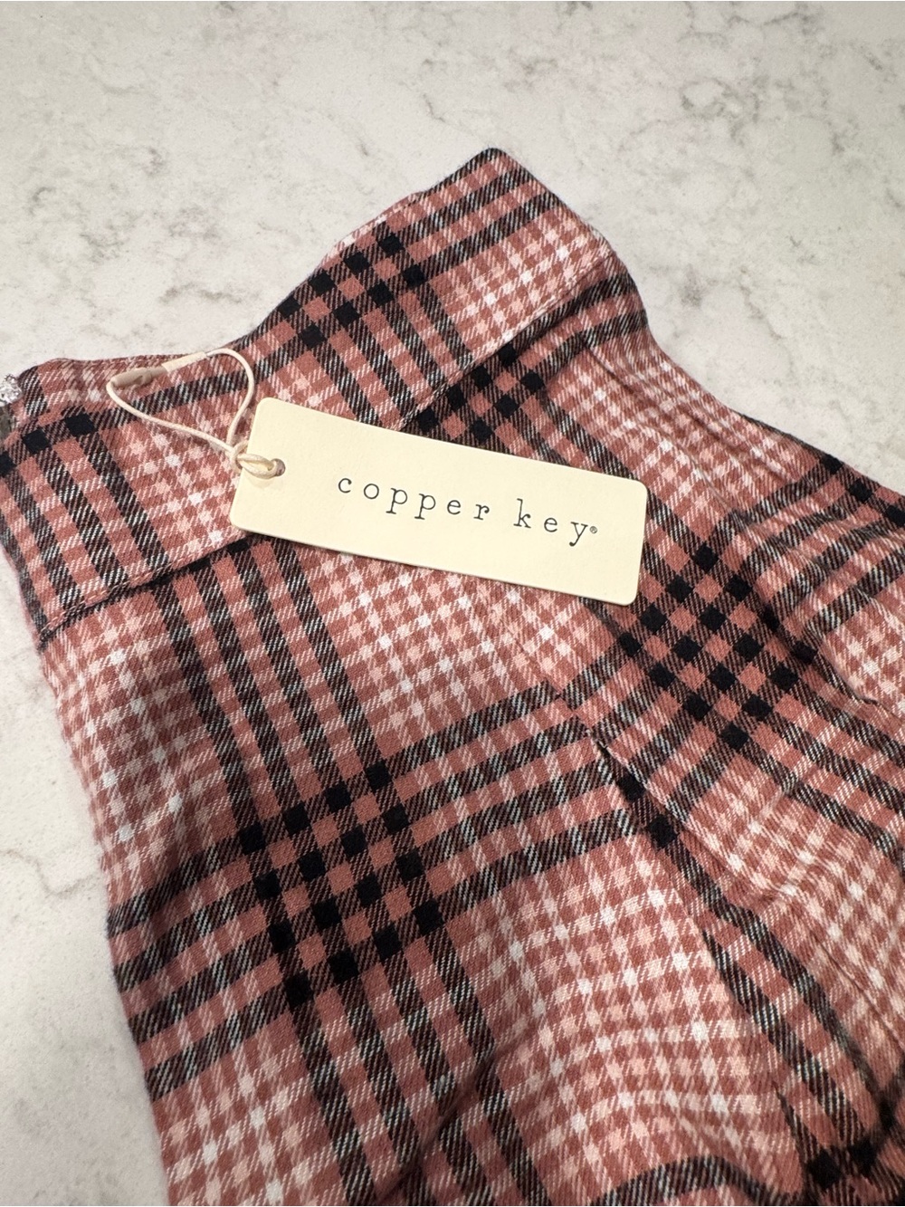 Copper Key Pink and Black Plaid Casual Skirt